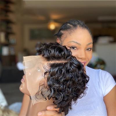 China Hot Selling Lace Front Wig Silky Straight Wave Full Lace Wig Short Brazilian Curly Hair for sale