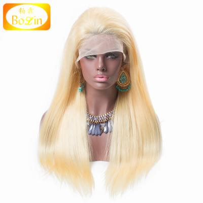 China Grade 8A Brazilian Straight Human Hair Lace Front Wig 13x6 Swiss Lace 130 Density Blonde Full Lace Wig Free Samples for sale