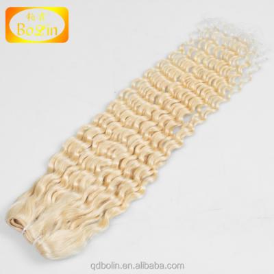 China Hot Sale 100 Deep Wave Remy Human Hair Color 613 Malaysian Blonde Curly Wave Hair Weave for sale