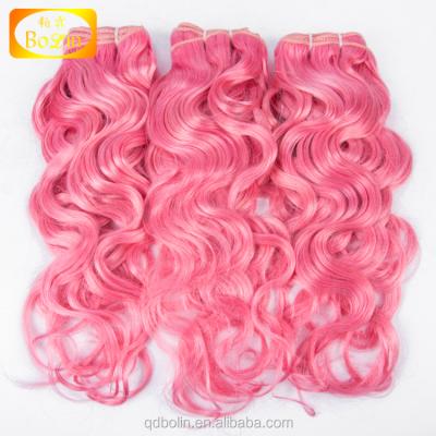 China Alibaba natural color express Qingdao bolin hair light pink color natural wave hair weft for sale