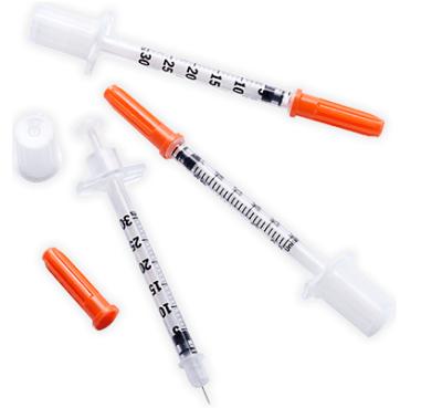 China No Dead Space Body To Avoid Waste Insulin Maker Insulin Syringe 1ml/cc With Built-in Needle 100IU 40IU for sale