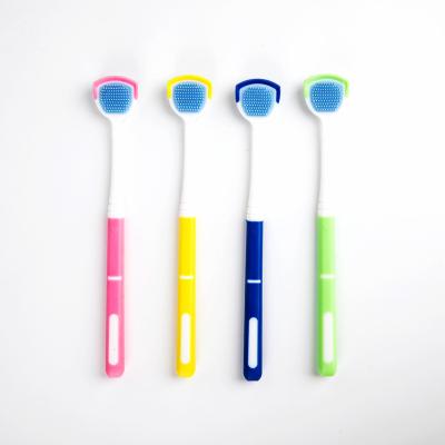 China For Home Use Hing Quality Colorful Silicone Tongue Coating Cleaning Brush Tongue Remover Plastic Plastic Scraper for sale