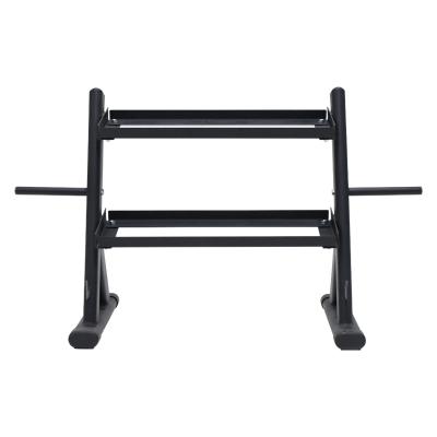 China Indoor Multifunctional 2 Row Dumbbell Rack Weight Plate Rack Bumper Stretch Indoor Fitness Equipment Direct Manufacture Wholesale for sale