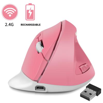 China 2021 Popular 3 DPI Usb 2.4G Mouse Rechargeable Adjustable Optical Mini Vertical Ergonomic Wireless Mouse for sale