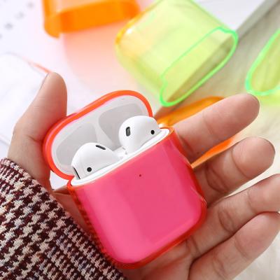 China For PC Fluorescence Colorful Plastic Hard Transparent Snare Earphone For Apple Airpods 1/2/pro for sale