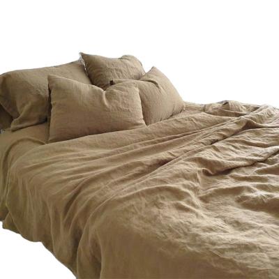 China Promotion 100% Plain Linen Bedding Sets Linen Washed Stone Linen Fitted Sheet With Deep Pocket for sale