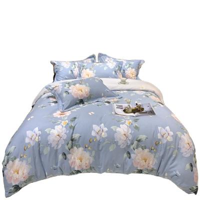 China Nondisposable 100% Cotton Bed Sheet Set Customized Print Flower Designs Bedding Sets Environmental Comforter Set for sale