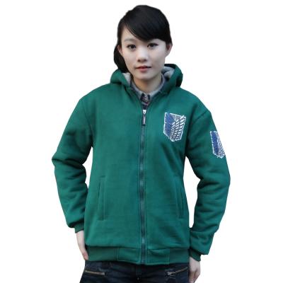 China Customized Men's Anime Attack On Titan Anti-Shrink Winter Green Survey Corps Army Men Winter Plus Velvet Long Sleeve Jacket OEM for sale