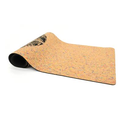 China Various Cork+pu+TPE Promotional Goods Using Nature Black Cork Strip Yoga Mat for sale