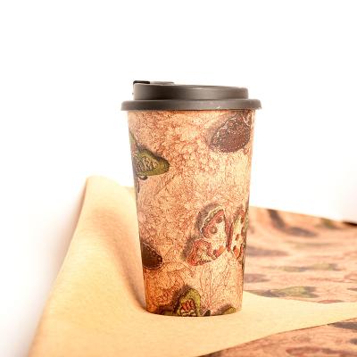 China Viable Wholesale Reusable Double Wall Cork Cup Coffee To Go Mug PP Customize Empty Cork Cup for sale