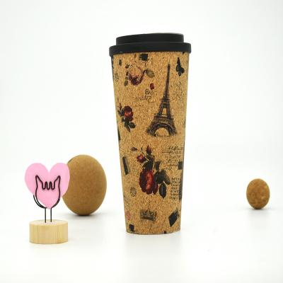 China Sustainable Cheap Sale Eco Friendly Natural Cork Coffee Cup Cork Hand Tumbler Mugs, Double Wall PP Cork Eco-friendly Coffee Cup, for sale