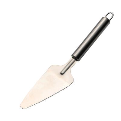 China Durable Stainless Steel Pizza Knife Spatula Round Handle Hob With Teeth Harden Spatula Triangle Cheese Knife Kitchen Cooking Instrument for sale