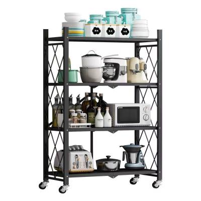 China Simple and Modern Folding Metal Storage Shelves Foldable Freestanding Organizer 5-Tier Unit Rack for No--Garage Kitchen Office Set for sale