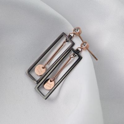 China FASHIONABLE geometric English letter diamond earrings with Korean stainless steel temperament character earrings for sale