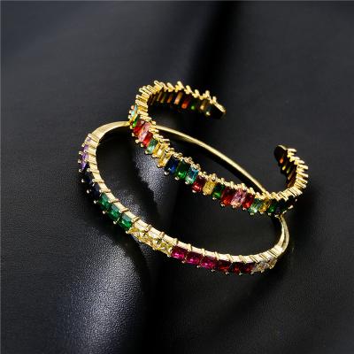 China Luxury Casual/Sporty Women Gemstone Bracelet 24K Gold Plated Micro-Inlaid Copper Color Diamond Bracelet Watch for sale