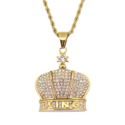 China Cool Twist Chain Hip Hop King Crown Pendant Jewelry Fashion Jewelry Necklace for sale