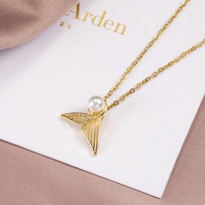 China Hiphop Pearl Necklace Jewelry Micro Set Zircon Beauty Fish Pearl Necklace Freshwater Personalized Necklace for sale