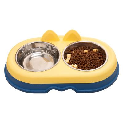 China Stainless Steel Viable Double Pet Bowl Anti-Spill Rice Bowl For Dogs Pet Bowl for sale