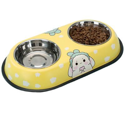 China Non-automatic Cat Bowl Pet Food Drinking Bowl Dish Non-slip Stainless Steel Wholesale for sale