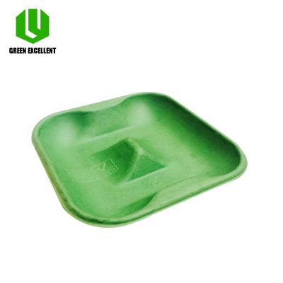 China Recycled Materials Pulp Disposable BBQ Meat Sushi Fruit Meal Paper Food Lunch Biodegradable Baking Tray 6compartment for sale