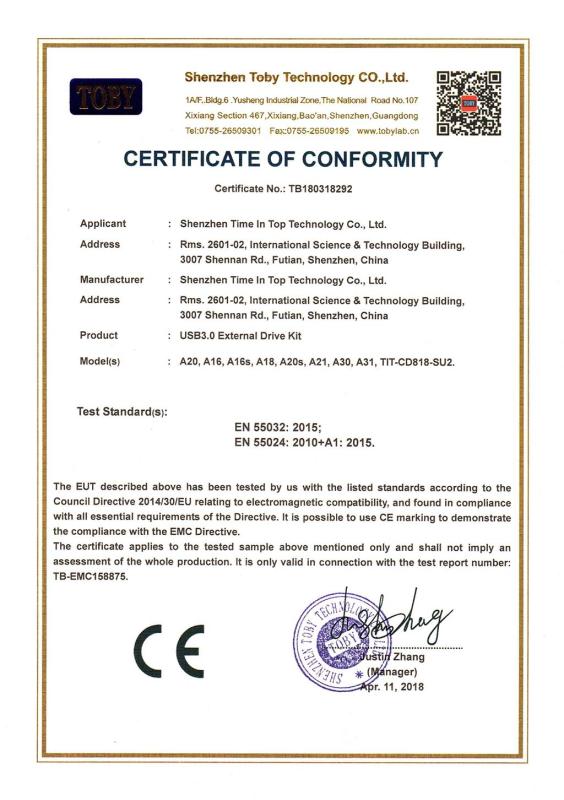 CE - Shenzhen Time In Top Technology Co., Ltd.