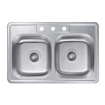 China Amazon Kitchen Sink Popular Customizable Double Sink Double Faucet Kitchen Sink Made In Porcelain Sink for sale