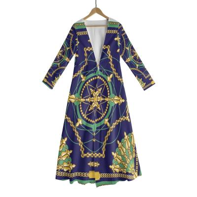 China Anti-wrinkle Custom Summer Digital Printing Polyester Collarless Floral Beach Dress Long Maxi Women Swimwear Long Beach Cardigan for sale