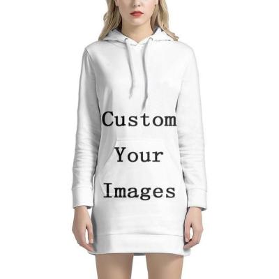 China Anti-Static Customized Logo Printed Blank  Women Long Sleeve Sweat Dress Women Hooded Christmas Dress Pocket Ladies Sweater Dress for sale