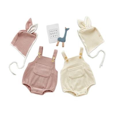 China New 2021 Breathable Spring Strap Baby Romper Baby Overalls Romper With Raibbit Ear Hat for sale