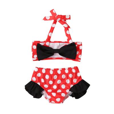 China New Summer Breathable Swimsuit For Babies In Red Fashion Slit Swimwear For Beach for sale