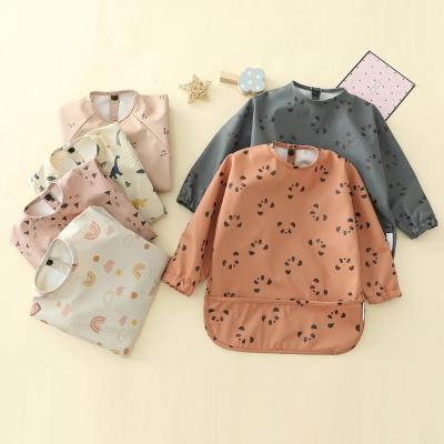 China Cute Toddler Long Sleeve Art Boys Girls Burp Cloth Scarf Antibacterial Feeding Pocket Baby Shirt Waterproof Bib for sale