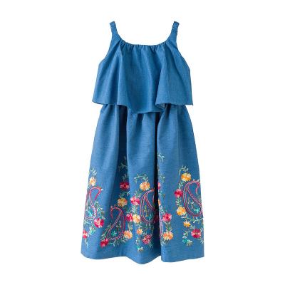 China 2020 Spring New Breathable Denim Slip Dress Embroidery Girl Dress Factory Wholesale for sale