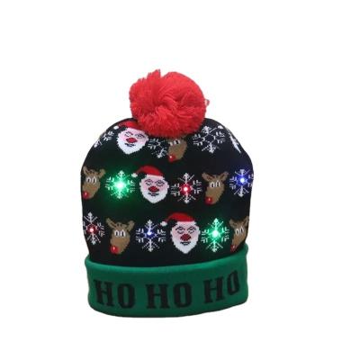 China Plush Christmas Kids Knitted Santa Hats Beanie Hats Infant Colorful Light Color Santa Claus Hats for sale