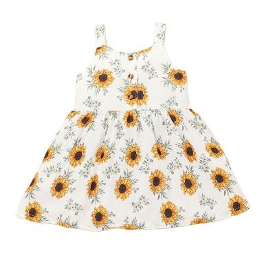 China Chrysanthemum Baby Summer Skirt Breathable Sleeveless Dress Girls Printed Children Girl Sportswear for sale