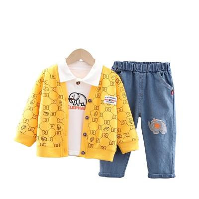 China 2022 casual made in China boutique children's cardigan three-piece suit boys long sleeve casual suit for sale