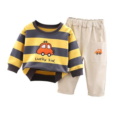 China 2022 Casual Made In China Old Boys Two Piece Long Sleeve Casual Children's Cartoon Suit Round Neck Suit for sale