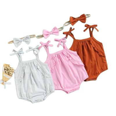 China Polyester/Cotton Baby Girl Summer Triangle Romper Cute Sleeveless Bandeau Casual Romper for sale