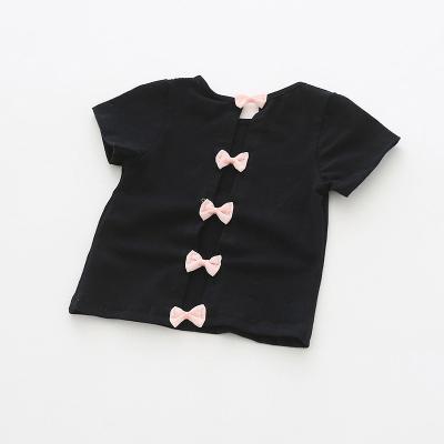 China 2022little girls sustainable t-shirt long sleeve bows shirt kids 100% cotton t-shirt for sale