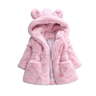 China Baby Girls Winter Fleece Coat Kids Faux Fur Waterproof Jacket With Hood Thicken Outwear Warm Overcoat for sale