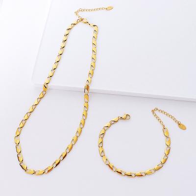 China FASHIONABLE customize chain women's necklace jewelry conjuntos de joyas 18k stainless steel 18k gold bracelet set for sale