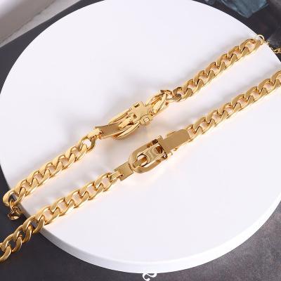 China OEM FASHION conjunto de joyeria ins set jewelry hip hop necklace watch band bracelet stainless steel female 18k gold for sale