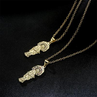 China ODM miner micro-set miner con gold religious popular jewelry new true zircon plated copper necklace for sale