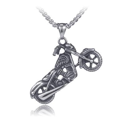 China Custom Hip Hop Motorcycle Stainless Steel Hip Hop Vintage Pendant Jewelry Titanium Hiphop Kolye Necklace Men for sale