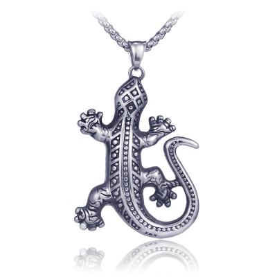 China Hiphop OEM Halskette Jewelry Stainless Steel Gecko Pendant Vintage Titanium Steel Necklace For Men for sale