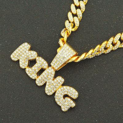 China FASHIONABLE unisex cuban chain diamond letter hop hip jewelry accessories kolye pendant necklace joyas de mujer full king for sale