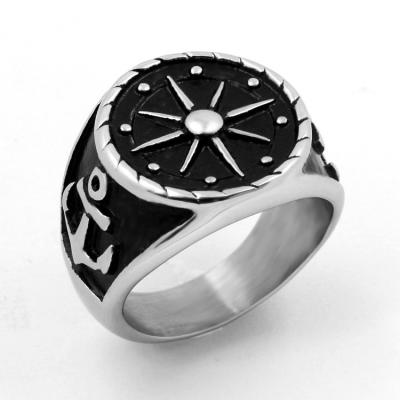 China Punk Customize 2022 New Stainless Steel Men's Punk Rings Mens Rings 2022 Compass Anchor Casting Punk Jewelry Ring for sale