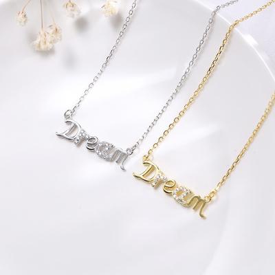 China Taki kolye Zircon Letter Dream Women Tasty Initial Bayan Necklace 925 Sterling Silver for sale