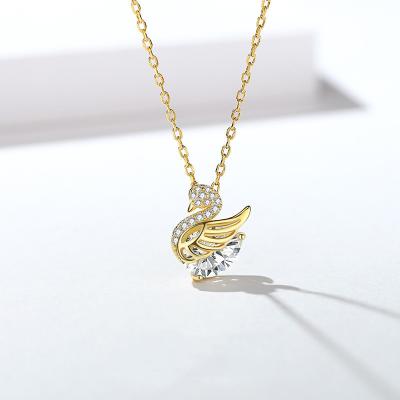 China FASHIONABLE Kolye jewelry joyeria 925 sterling silver zircon gold plated swan pendant women delicacy customize necklaces for sale