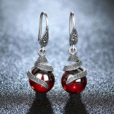 China Customized FASHIONABLE 925 sterling silver gemstone earring luxury jewelry women fate jewelry brincos de prata for sale