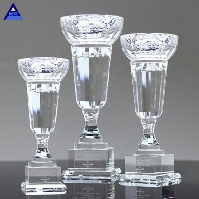 China Europe China Crystal Trophy Cup With Clear Elegant Wholesale Promotional Crystal Base for sale